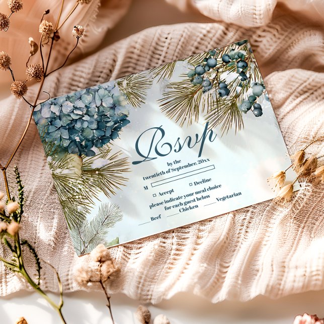 Tarjeta De Confirmación De Asistencia Winter Blue Floral Quinceañera (Subido por el creador)