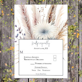 Tarjeta De Confirmación De Asistencia Winter Boho Floral Boda | Blanca