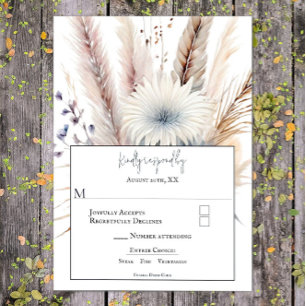 Tarjeta De Confirmación De Asistencia Winter Boho Floral Boda   Blanca