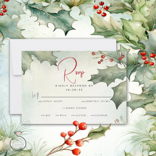 Tarjeta De Confirmación De Asistencia Winter Holly y Berries