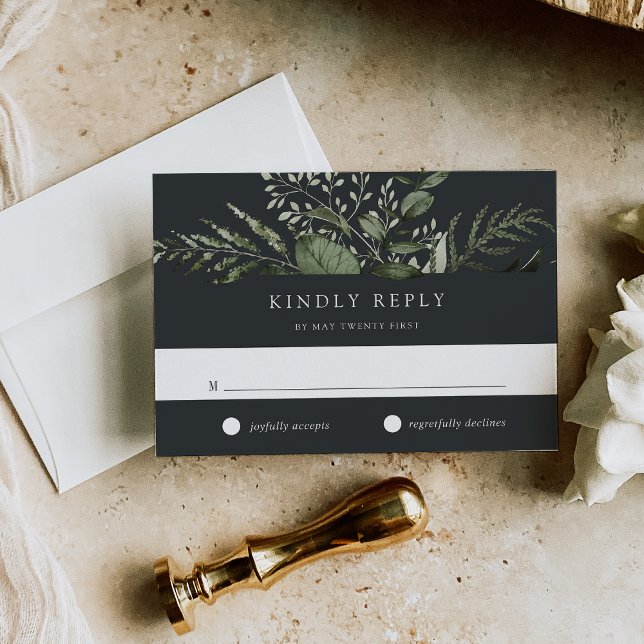 Tarjeta De Confirmación De Asistencia Winter Meadow Green Boda Botánico (Subido por el creador)