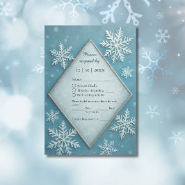 Tarjeta De Confirmación De Asistencia Winter Wonderland Blue Snowy Romantic boda