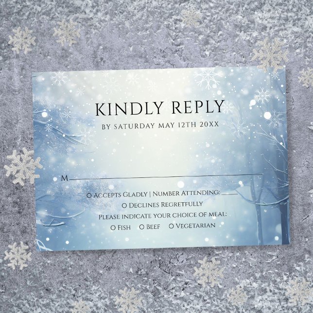 Tarjeta De Confirmación De Asistencia Winter Wonderland Forest Boda (Winter Wonderland Forest Wedding RSVP Card)