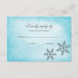 Tarjeta De Confirmación De Asistencia Winter Wonderland Sparkle Snowflakes Verde azulada