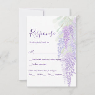 Tarjeta De Confirmación De Asistencia Wisteria acuarela florece Boda romántico