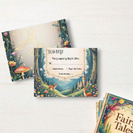 Tarjeta De Confirmación De Asistencia Woodland Enchanted Forest Castle Fairytale Boda