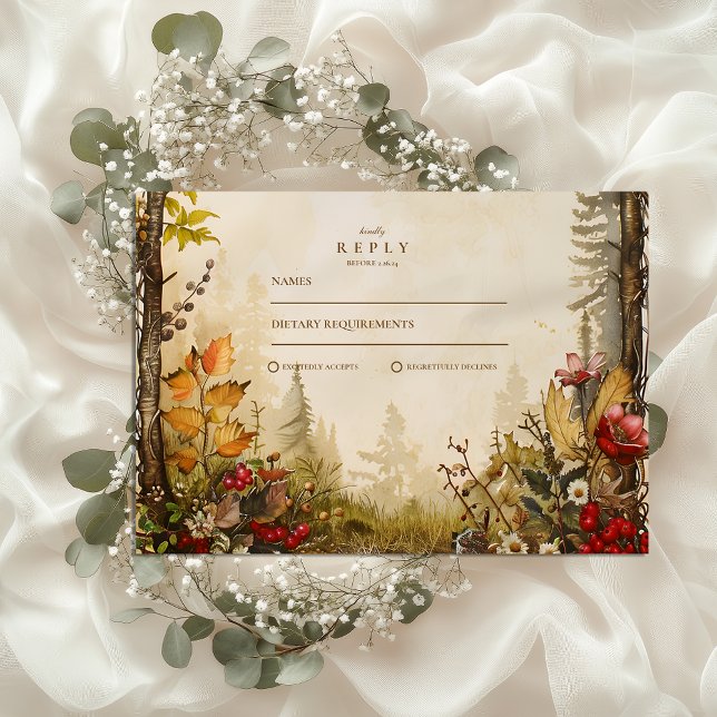 Tarjeta De Confirmación De Asistencia Woodland Fall Forest Boda (Subido por el creador)