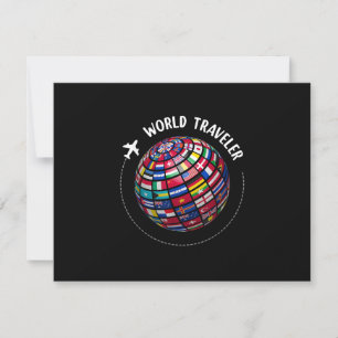 Tarjeta De Confirmación De Asistencia World Traveller Map, World Flags Traveler, Country