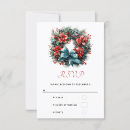 Tarjeta De Confirmación De Asistencia Wreath de color de agua con holly navidades