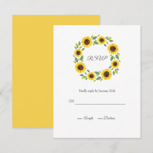 Tarjeta De Confirmación De Asistencia Wreath de girasol de color de agua pintada a mano