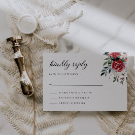 Tarjeta De Confirmación De Asistencia Wreath navidades | Elegante Boda de vacaciones