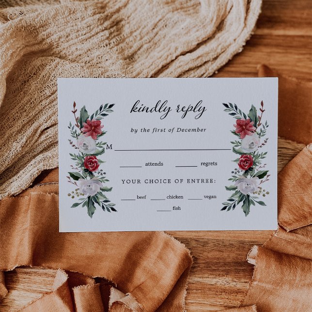 Tarjeta De Confirmación De Asistencia Wreath navidades | Elegante entrada Boda de vacaci (Subido por el creador)