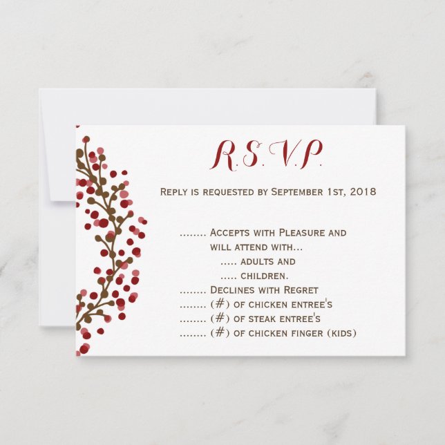 Tarjeta De Confirmación De Asistencia Wreath R.S.V.P. (Anverso)