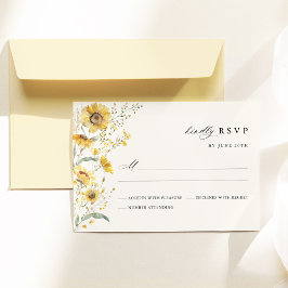 Tarjeta De Confirmación De Asistencia Yellow Wildflower Sunflower Wedding