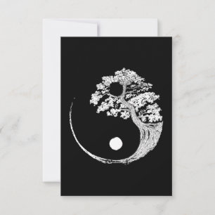 Tarjeta De Confirmación De Asistencia Yin Yang Bonsai Tree Budismo japonés Zen