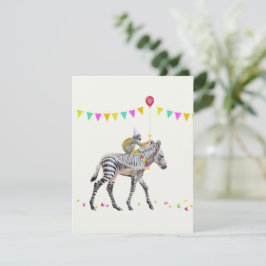 Tarjeta De Confirmación De Asistencia Zebra Monkey balloon party Antwoordkaart