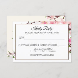 Tarjeta de confirmación de boda beige rosa flor de