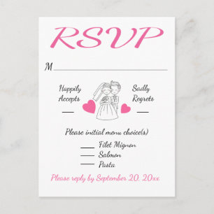Tarjeta de Confirmación de Boda Cartoon Novia y No