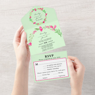 Tarjeta de Confirmación de Boda Chic Verde Pálido