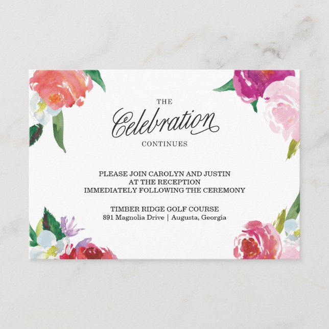 Tarjeta de confirmación de boda con acuarela flora (Anverso)