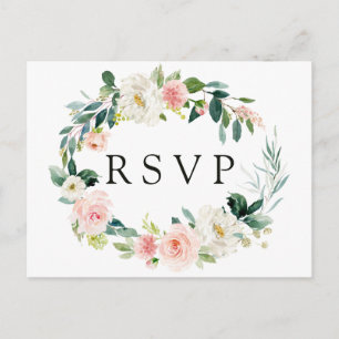 Tarjeta de confirmación de boda con corona floral
