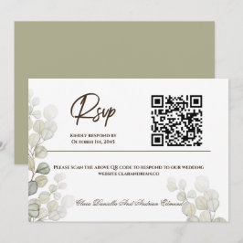 Tarjeta de confirmación de boda con eucalipto acua