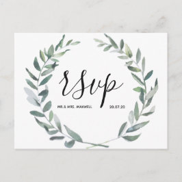 Tarjeta de confirmación de boda | Corona floral bo