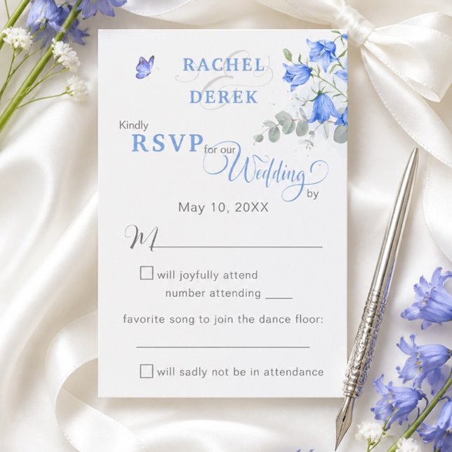 Tarjeta de confirmación de boda de campanilla azul (Subido por el creador)