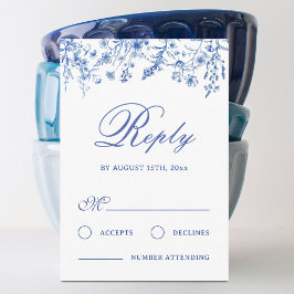 Tarjeta de confirmación de boda de flores silvestr