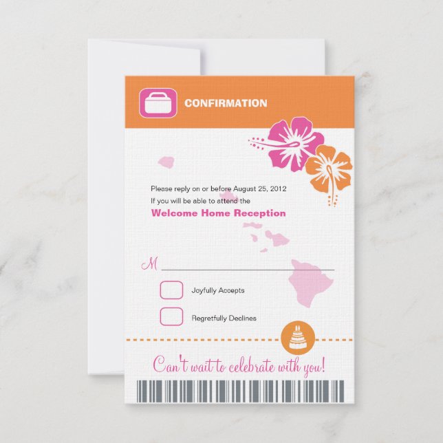 Tarjeta de confirmación de boda de Hawaii RSVP (Anverso)