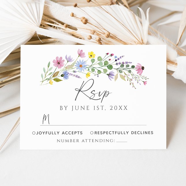 Tarjeta de confirmación de boda de jardín boho rom (Subido por el creador)