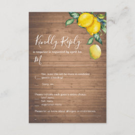 Tarjeta de confirmación de boda de limones y mader