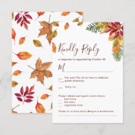 Tarjeta de confirmación de boda de otoño para enam