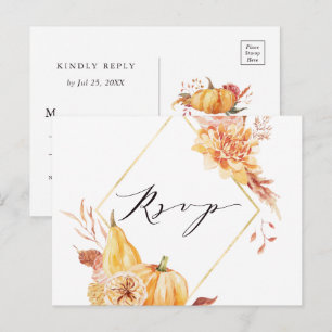 Tarjeta de Confirmación de Boda Floral de Calabaza
