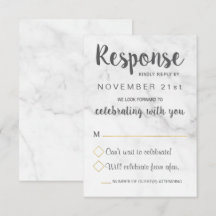 Tarjeta de confirmación de boda geométrica de márm