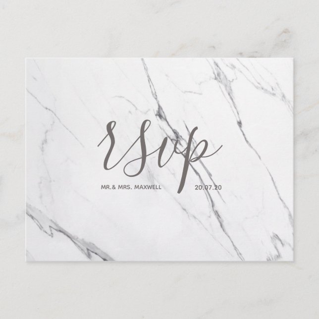 Tarjeta de confirmación de boda | Mármol de oro ro (Anverso)