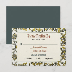 Tarjeta de confirmación de boda real del Renacimie