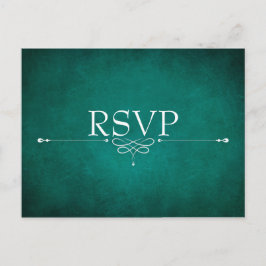 Tarjeta de confirmación de boda verde oscuro con e