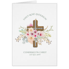 Tarjeta de confirmación de cruz floral de bonito p