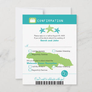 Tarjeta de Confirmación de RSVP de Boda en Jamaica