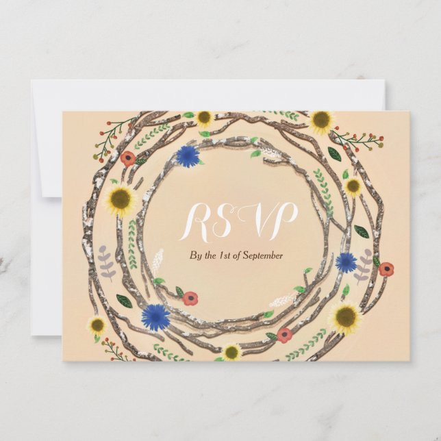 Tarjeta de confirmación floral de ramas de árboles (Anverso)