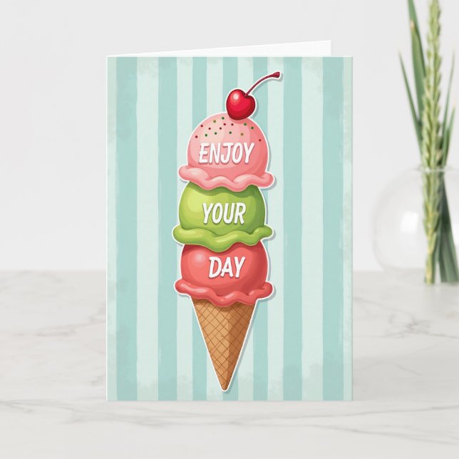 Tarjeta de Cono de Helado de Cumpleaños Dulce (Anverso)