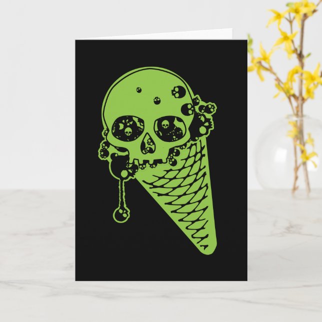 Tarjeta de cono de helado de veneno verde (flor amarilla)