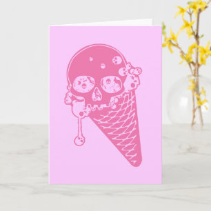 Tarjeta de cono rosa para helado de yeso malvado