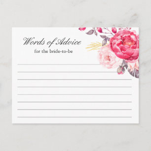 Tarjeta de consejo acuarela dorada rosada Floral