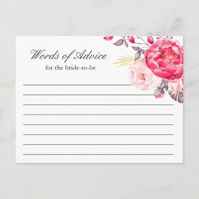 Tarjeta de consejo acuarela dorada rosada Floral (Anverso)