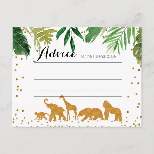Tarjeta de consejo animal Safari Baby Shower (Anverso)