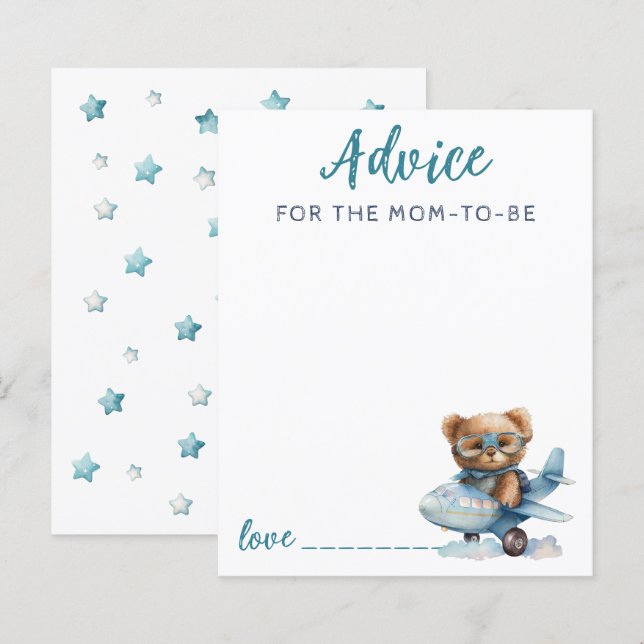 Tarjeta de consejo azul para osos de peluche Baby  (Anverso / Reverso)