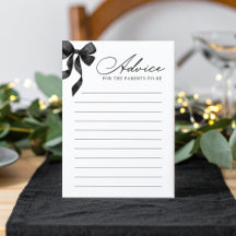 Tarjeta de consejo Baby Shower Black Bow