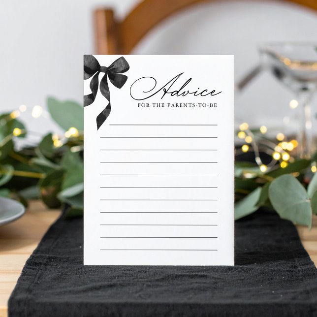 Tarjeta de consejo Baby Shower Black Bow (Subido por el creador)